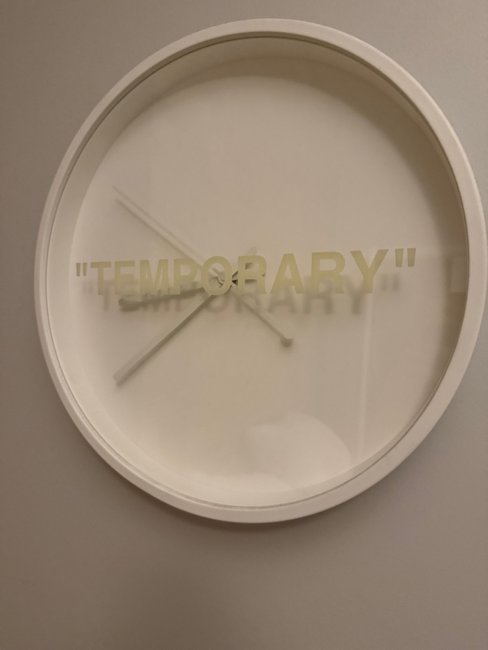 IKEA x Virgil Abloh White Wall Clock with Pale Yellow Lettering